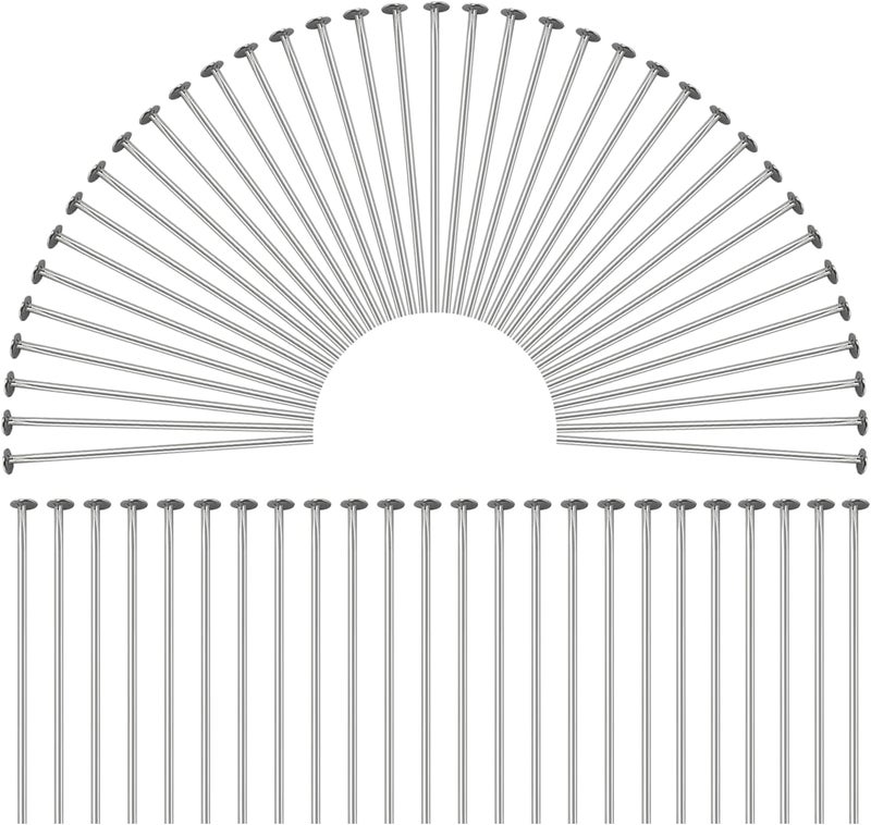 QIMAOO 500Pcs Flat Head Pins for Jewelry Making, Stainless Steel Jewelry Head Pins Length 1.77"/45MM Flat Headpins for DIY Craft Bead Earring Necklace - Image 1